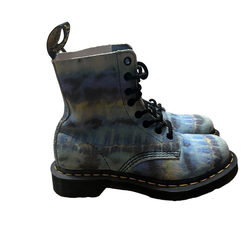 DR. MARTENS 1460 Pascal Blue Summer Tie-dye Tumbled Boots Size 5 — Worn 1X - Picture 2 of 5